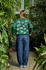 Ribbed Flower Knit Green