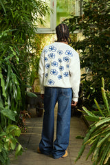Ribbed Flower Knit Beige