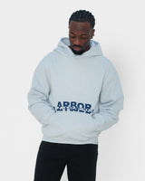 Blue Overlay Hoodie Grey