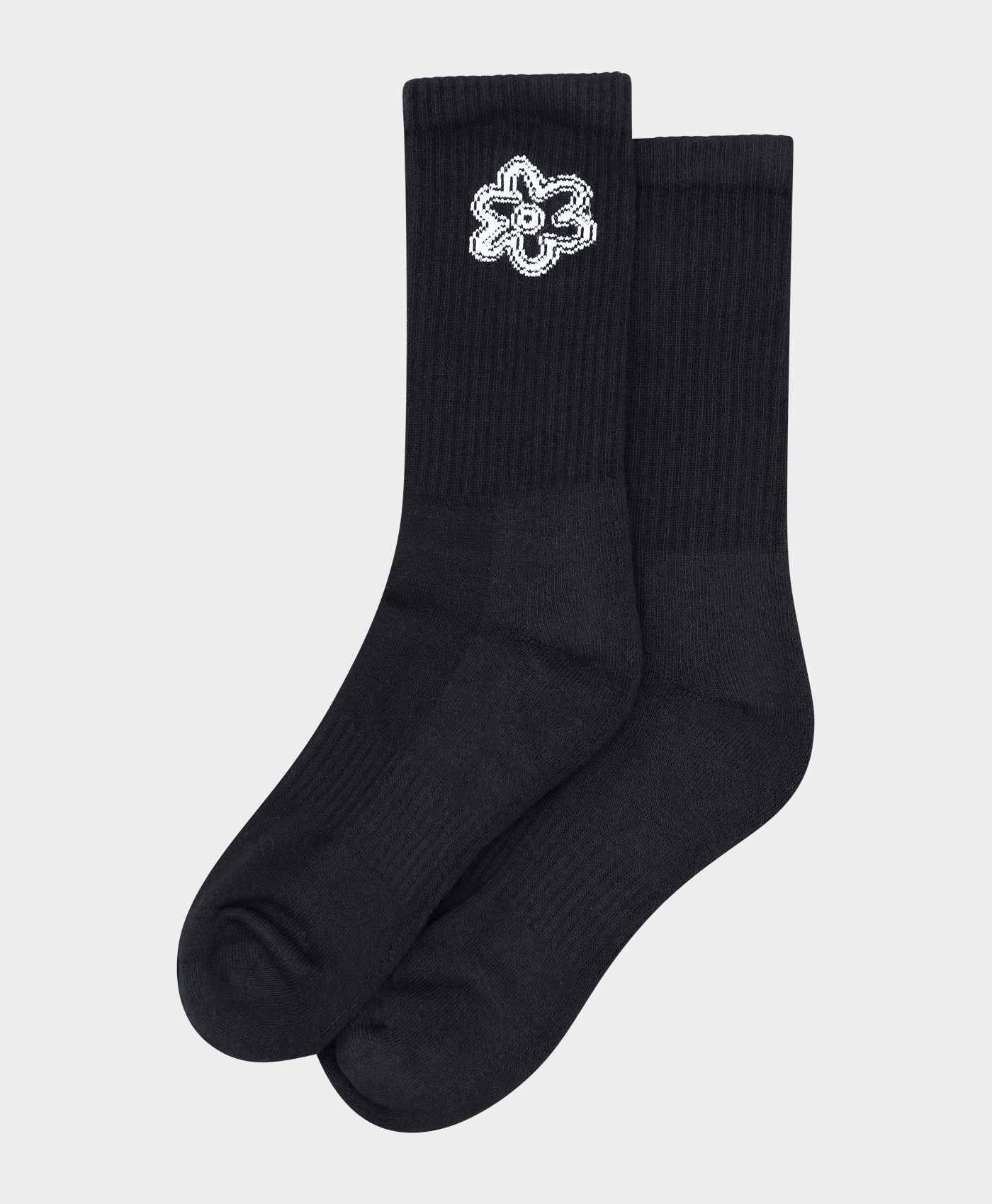 Line Flower Socks Black