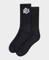 Line Flower Socks Black