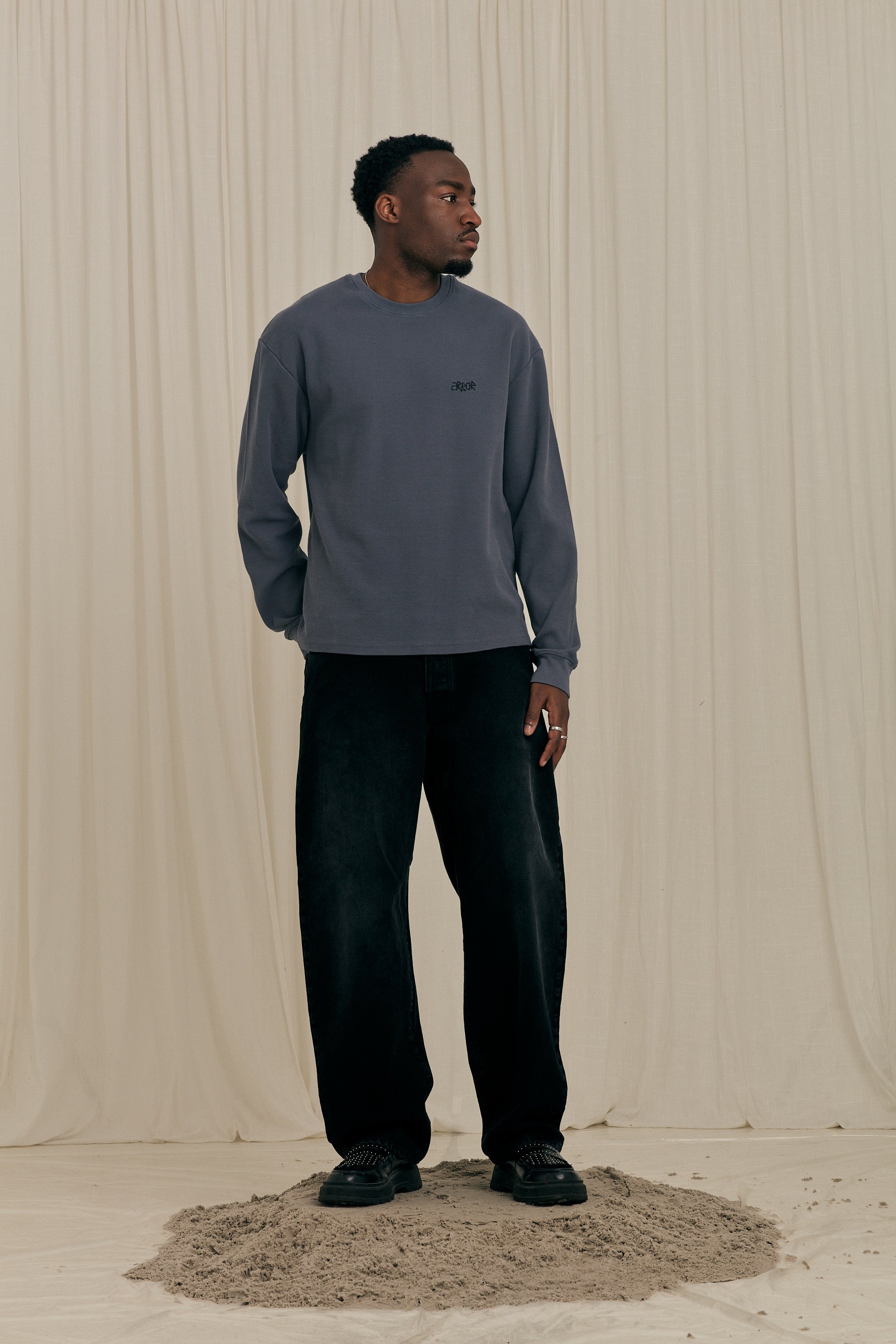 Halftone Waffle Crewneck Grey