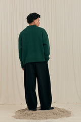 Green Flower Polo Knit