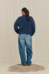 Blue Zipper Polo Knit