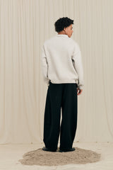 Beige Zipper Polo Knit