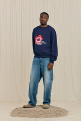 Big Flower Navy Crewneck