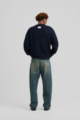 Heart Pattern Knit Blue
