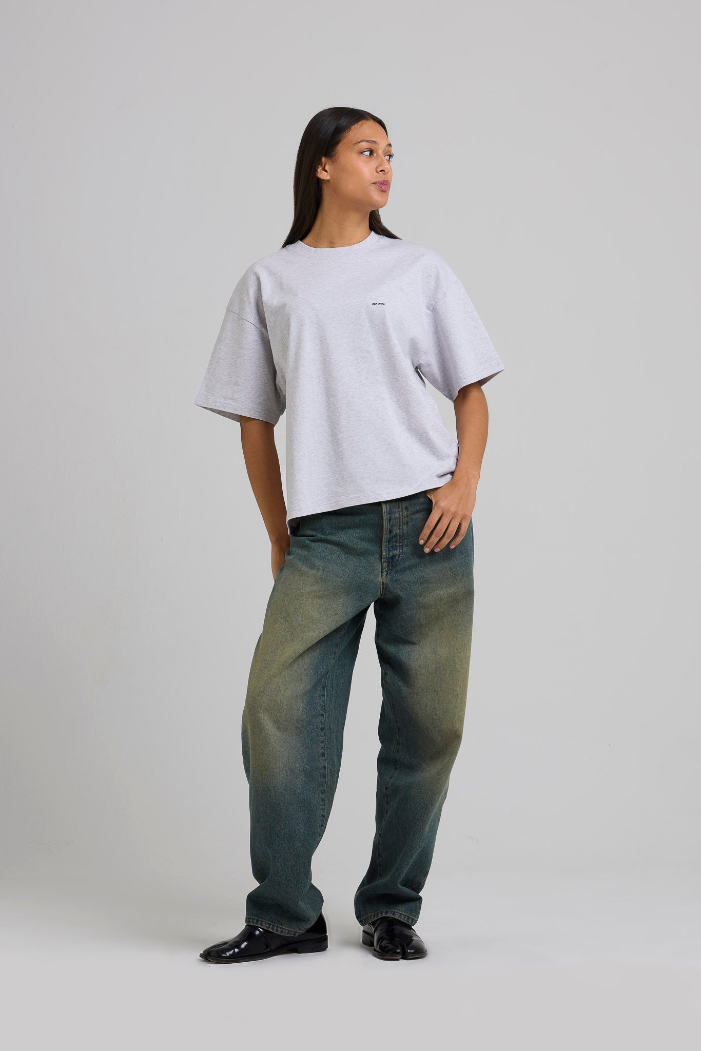 Micro Logo Cropped T-shirt Melange