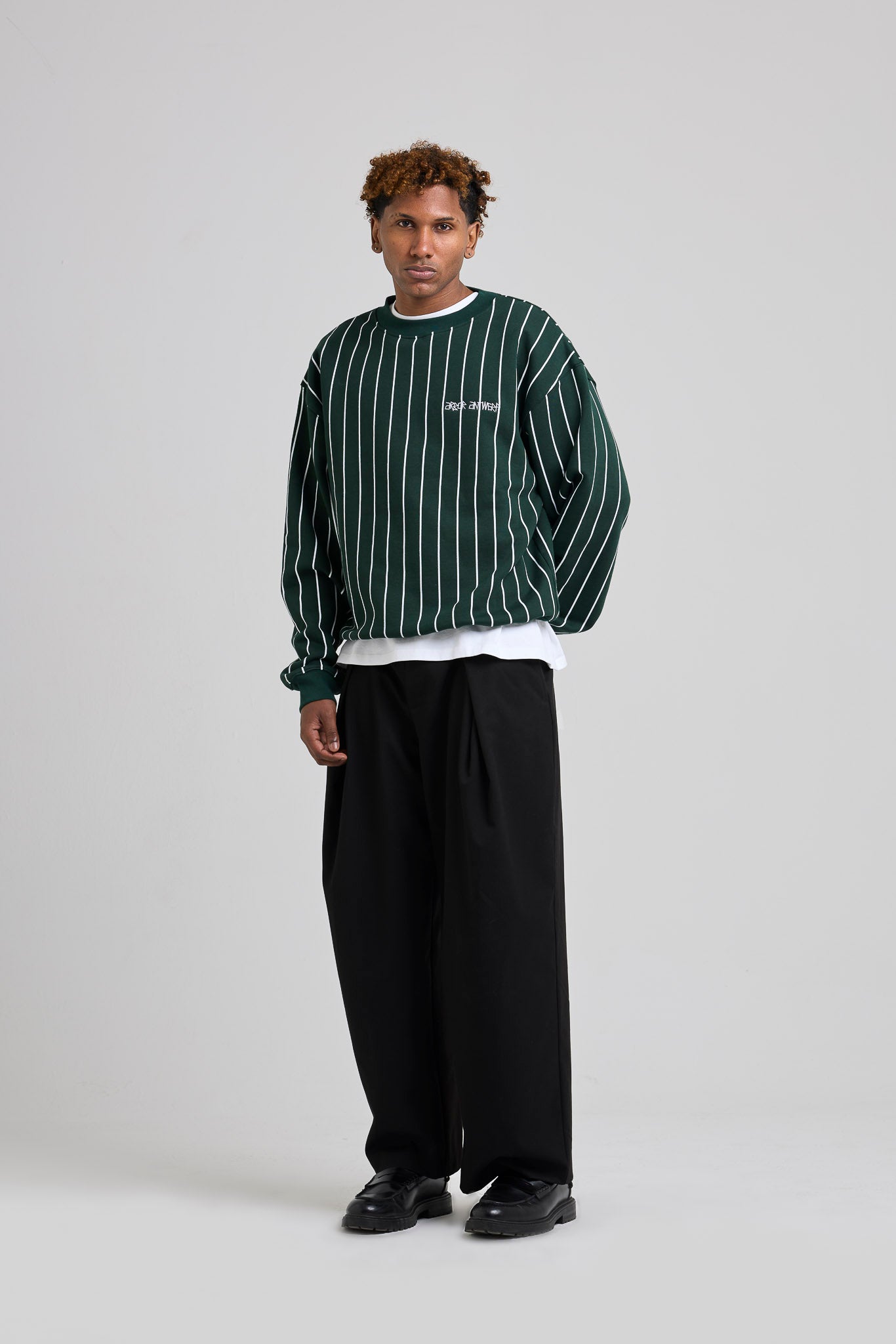 Vertical Lines Crewneck Green