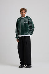 Vertical Lines Crewneck Green