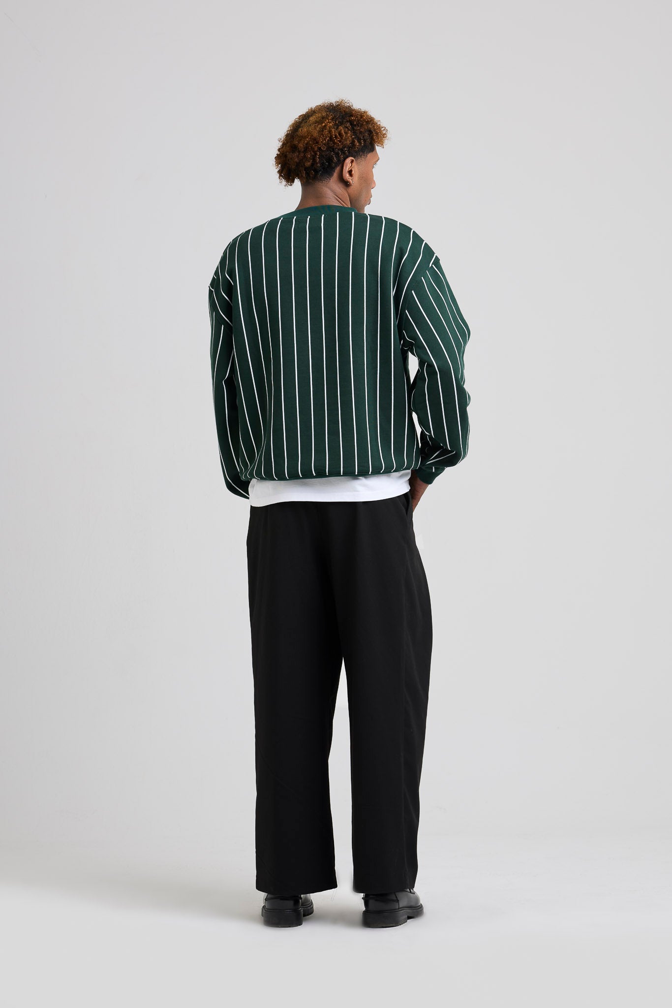 Vertical Lines Crewneck Green