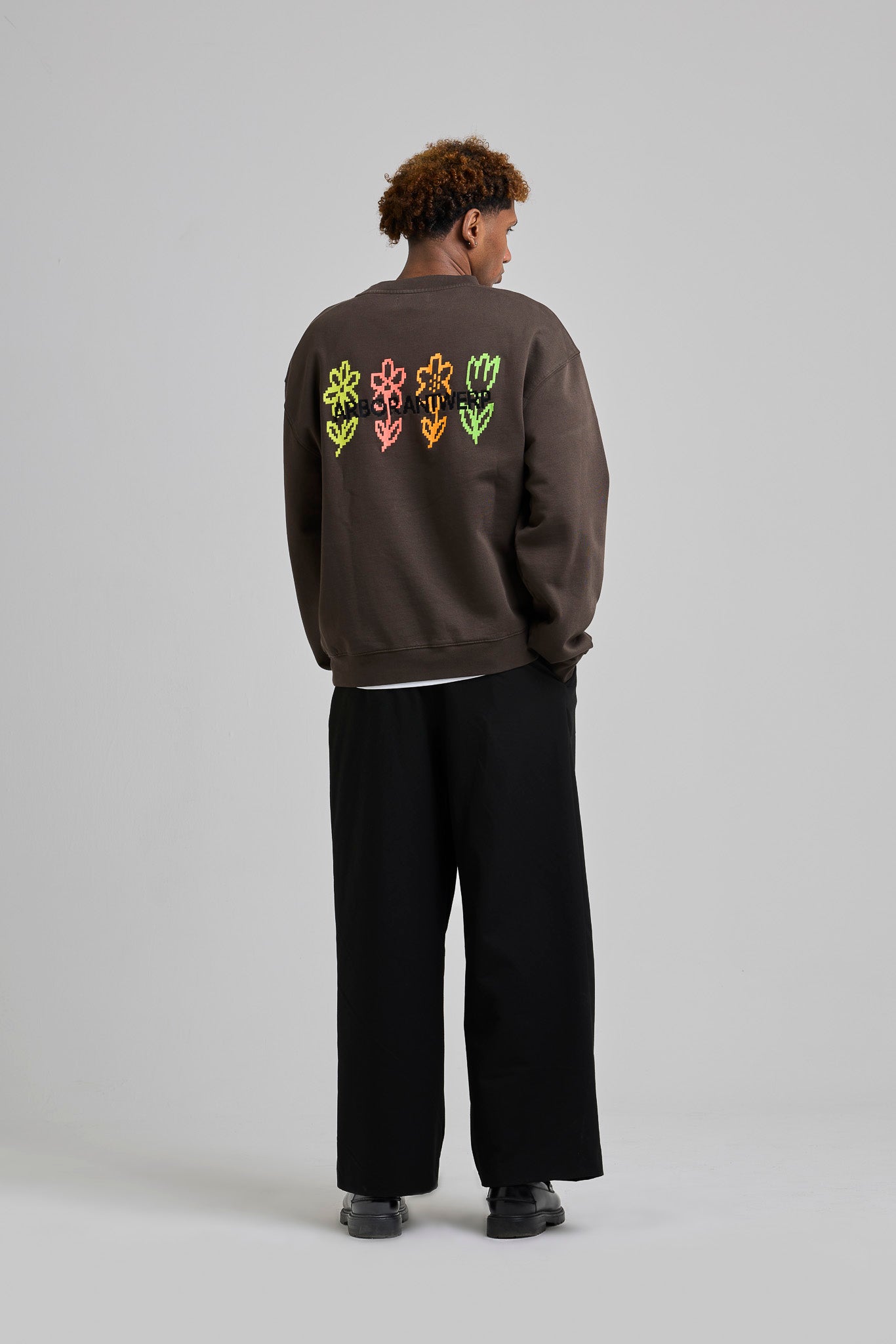 Pixel Flower Crewneck Coffee
