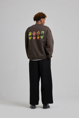 Pixel Flower Crewneck Coffee
