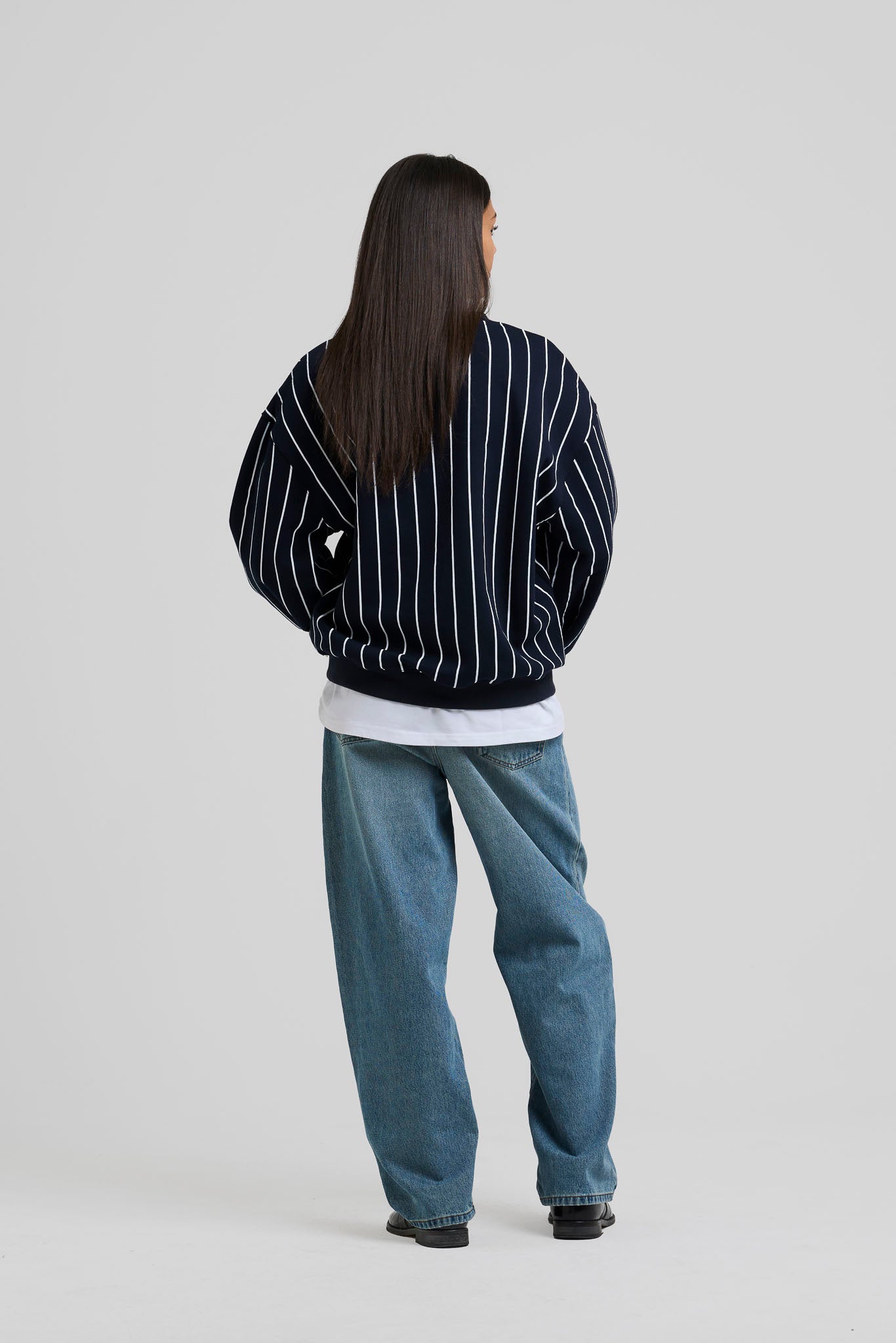 Vertical Lines Crewneck Blue