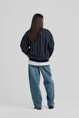Vertical Lines Crewneck Blue
