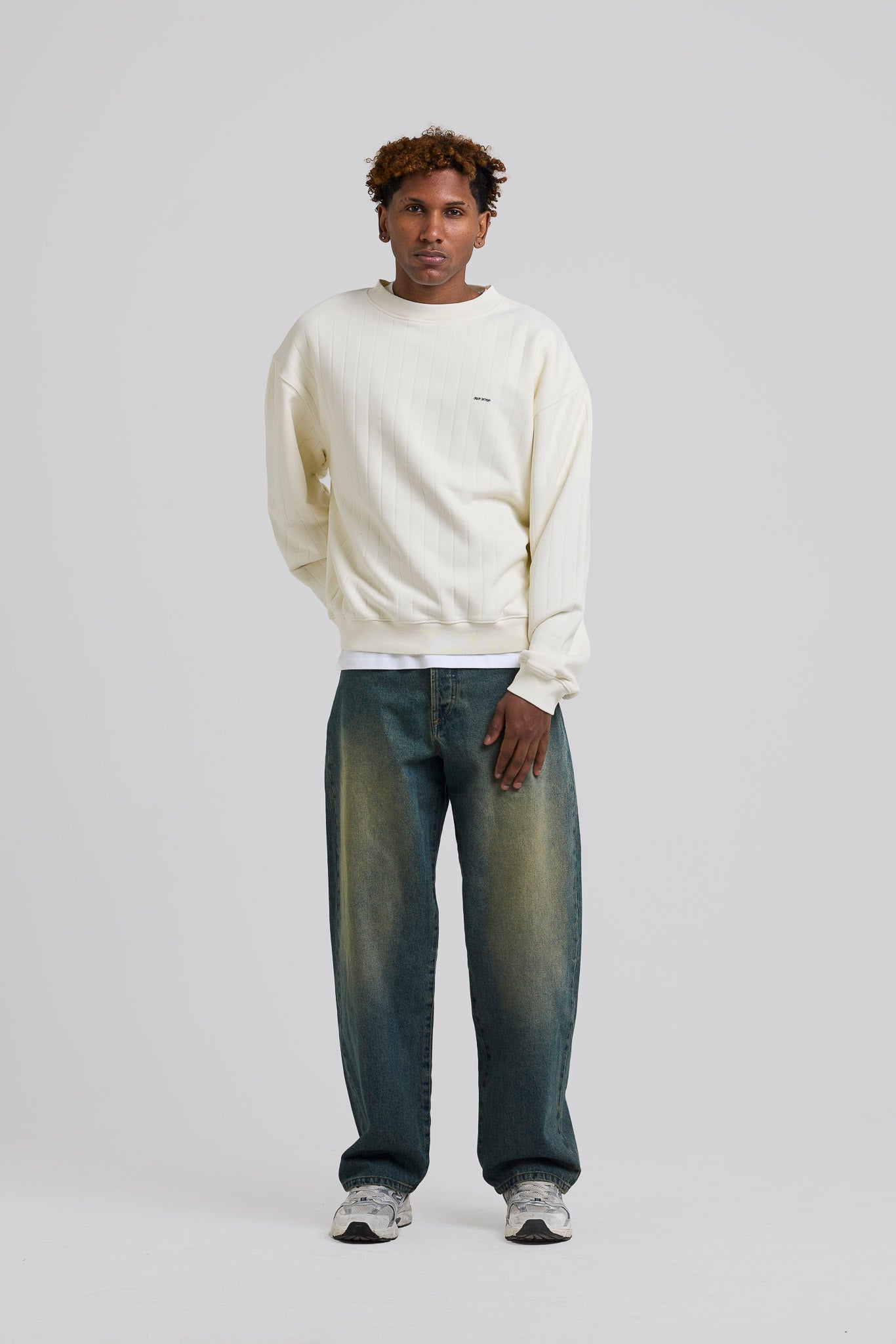 Needle Drop Crewneck Cream