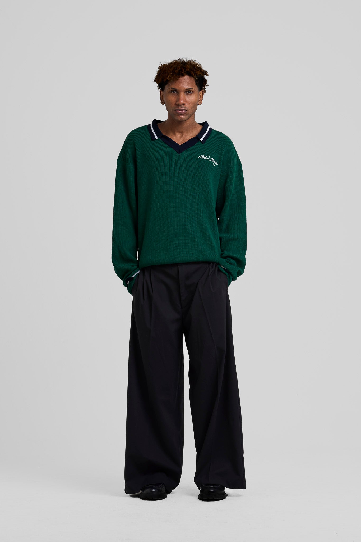 V-neck Polo Green