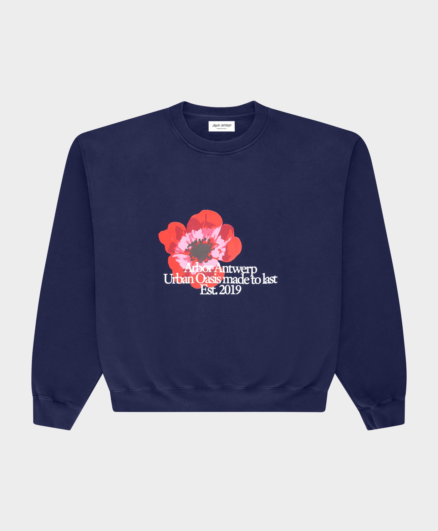 Big Flower Navy Crewneck