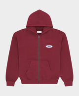 Burgundy Patch Zip-Up Hoodie