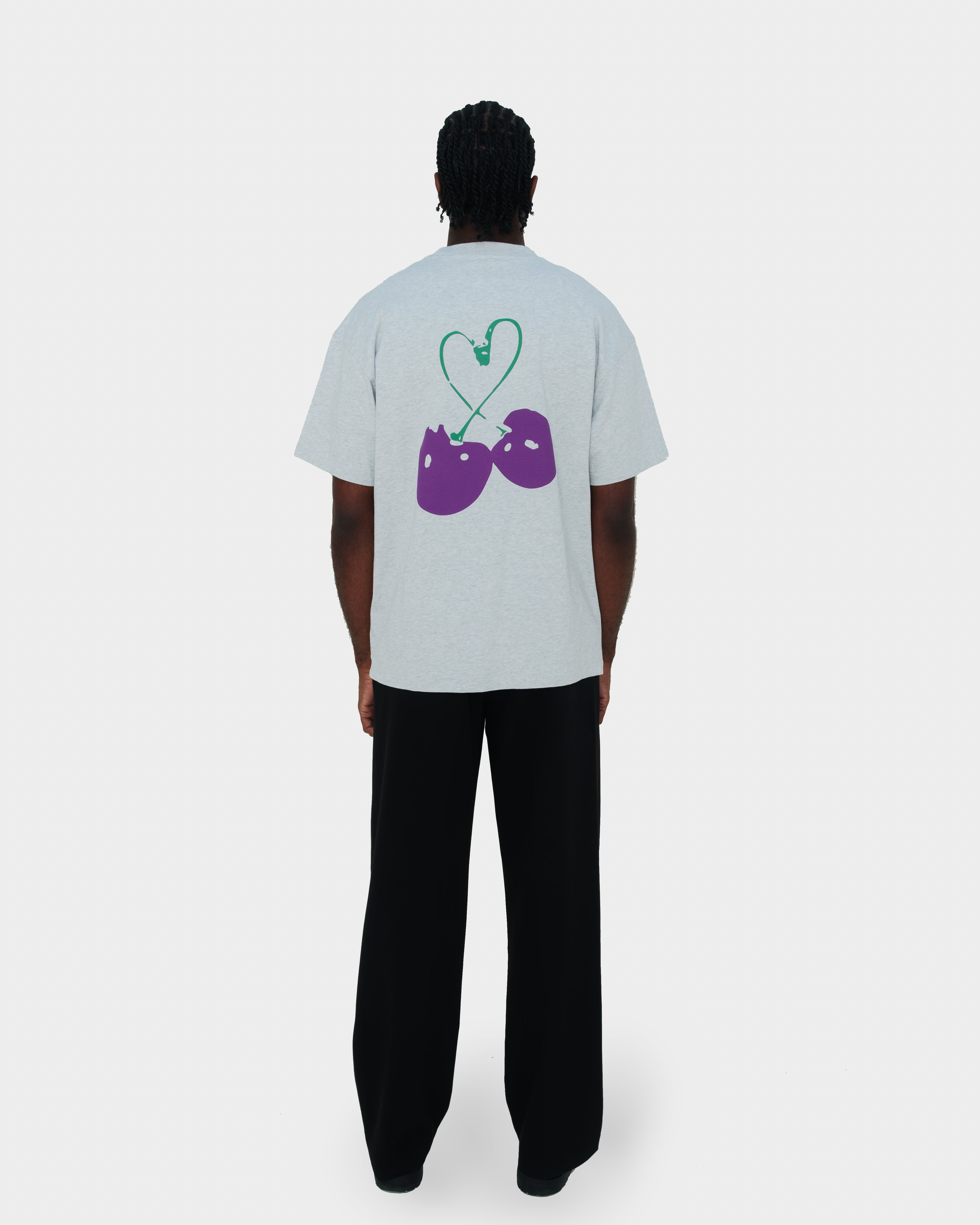 Purple Cherries Shirt Grey