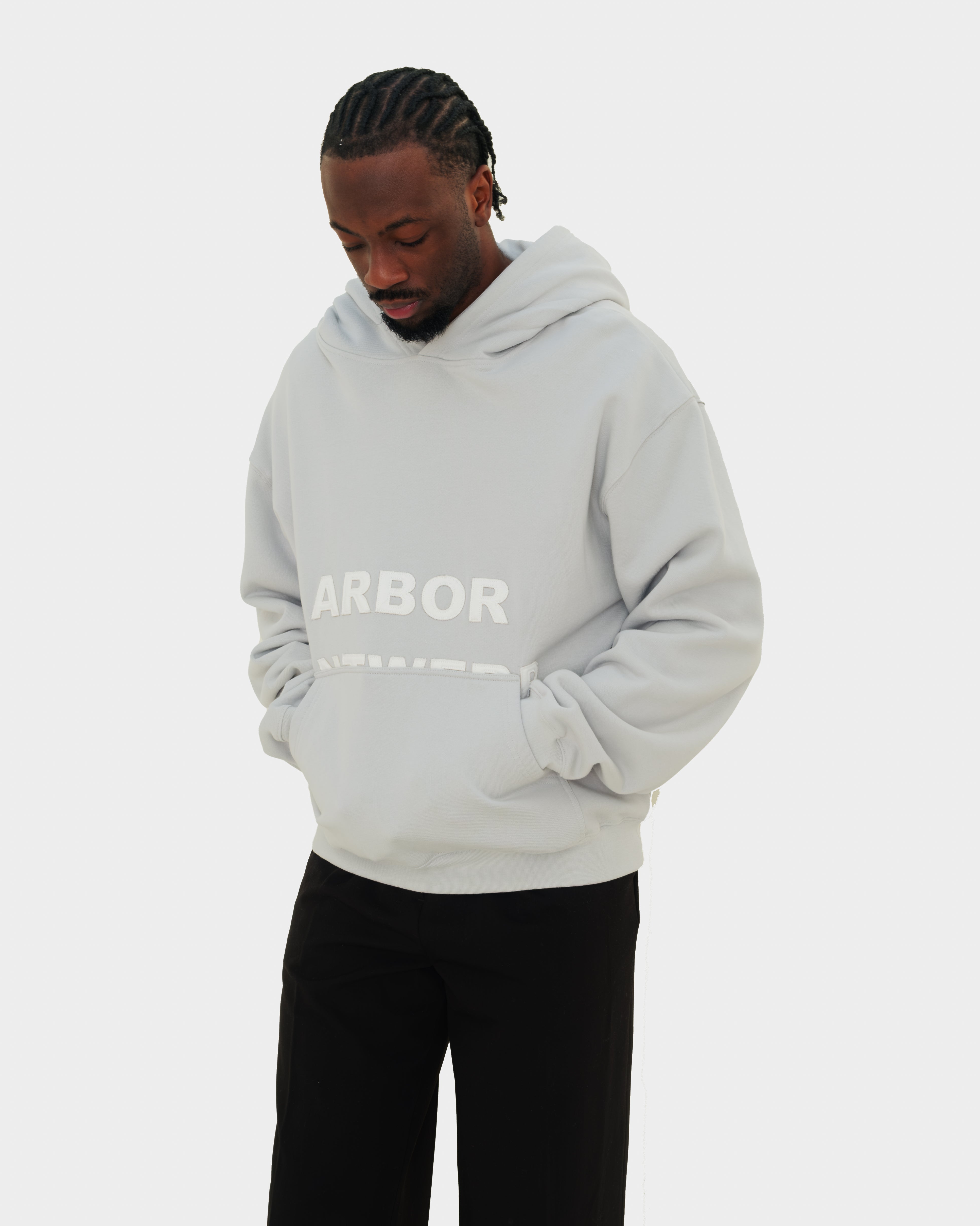 Distressed Logo Hoodie Grey