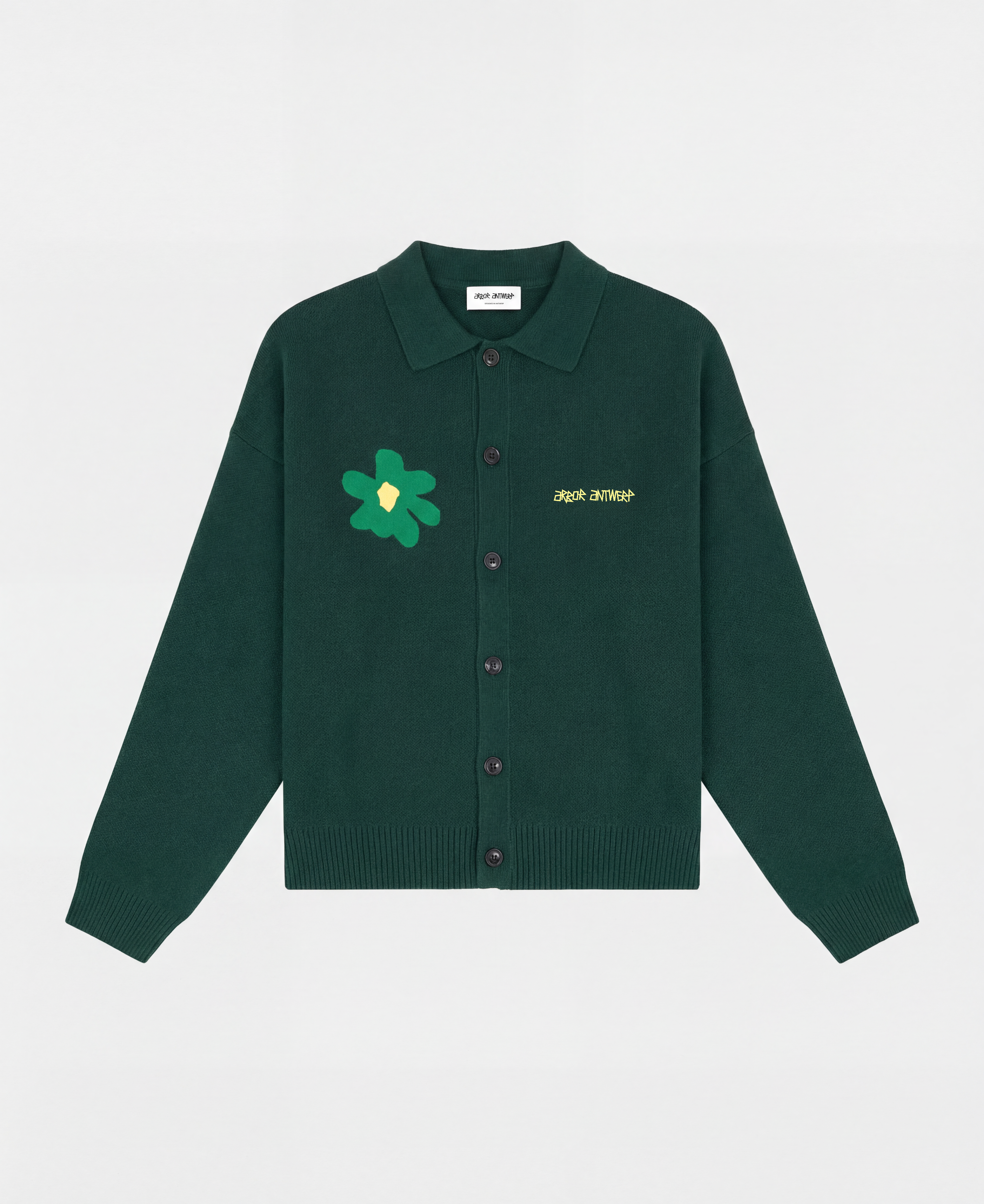 Green Flower Polo Knit