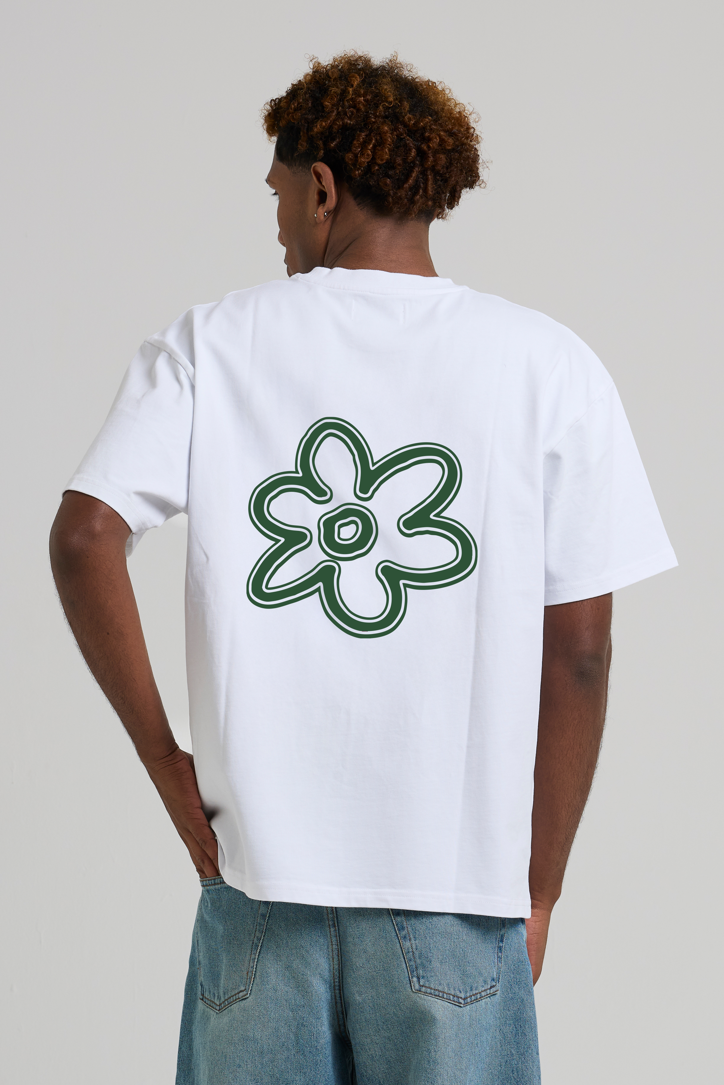 Line Flower T-shirt Green