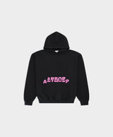 Pink Overlay Hoodie Black